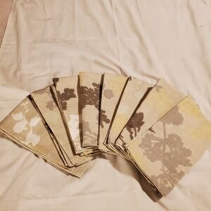 Target Home Tan Botanical Cotton Cloth Napkins Set of 8 Floral Neutral 20x20